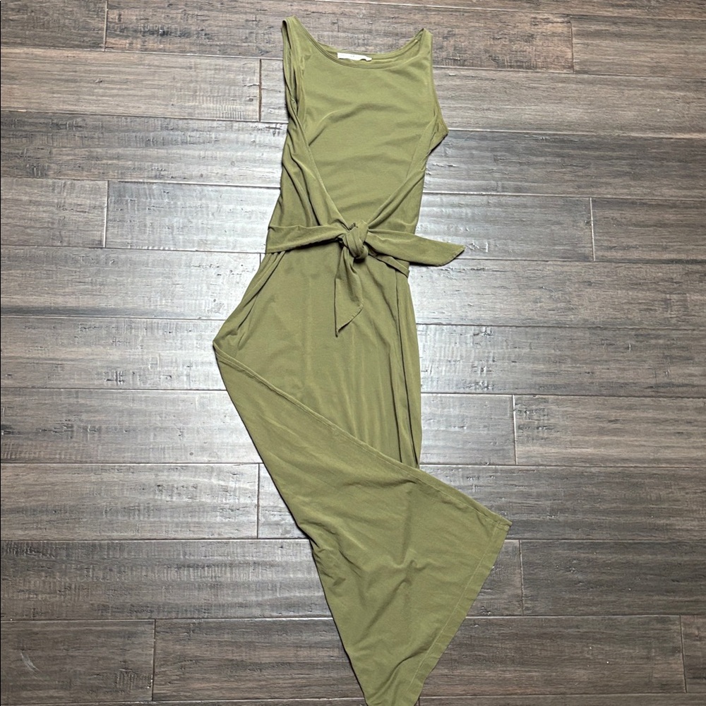 Peruvian Connection Sleeveless Olive Green Maxi Dress